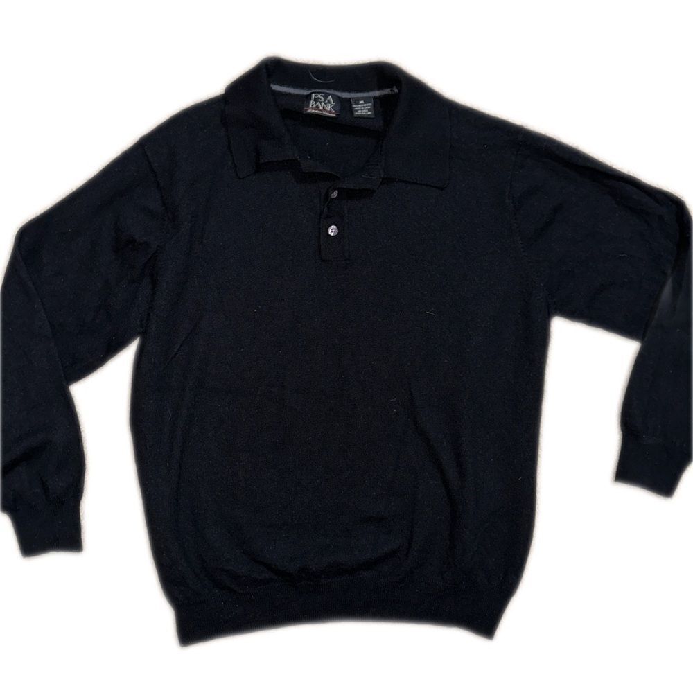 Black Merino Wool Quarter Button Shirt. Thin and lightweight for all year wear